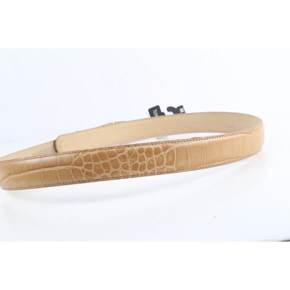 Vintage Terry Stack Beige Croco Print Leather Waist Belt Womens Size M Italy main image 7